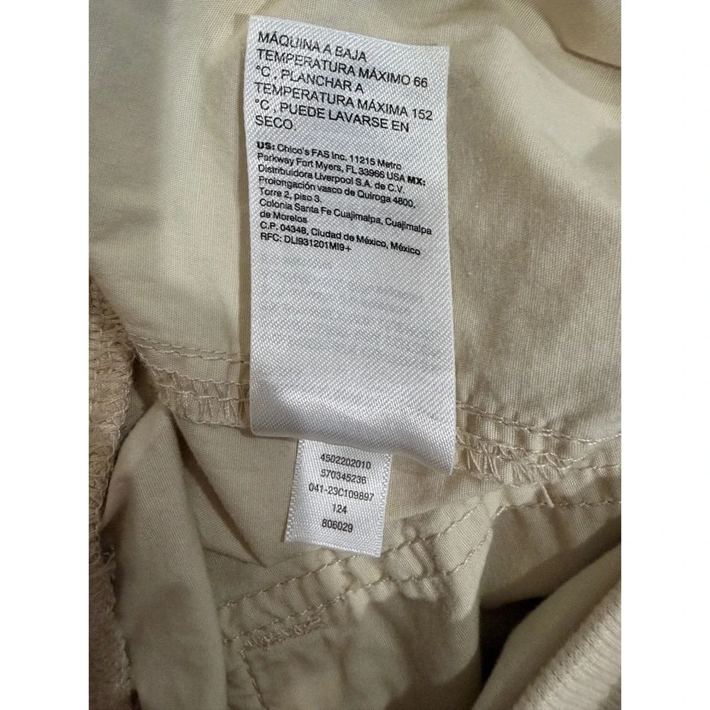 Chico's Women Crop Pants Beige 14 Zenergy Elastic Waist Cargo Utility Capris